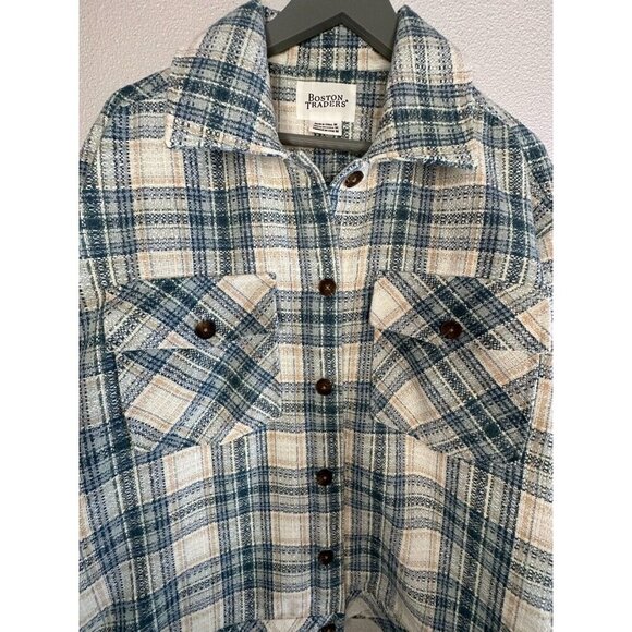 Boston Traders Tweed Shirt Jacket Sacket M Plaid Multi Western - Picture 3 of 16